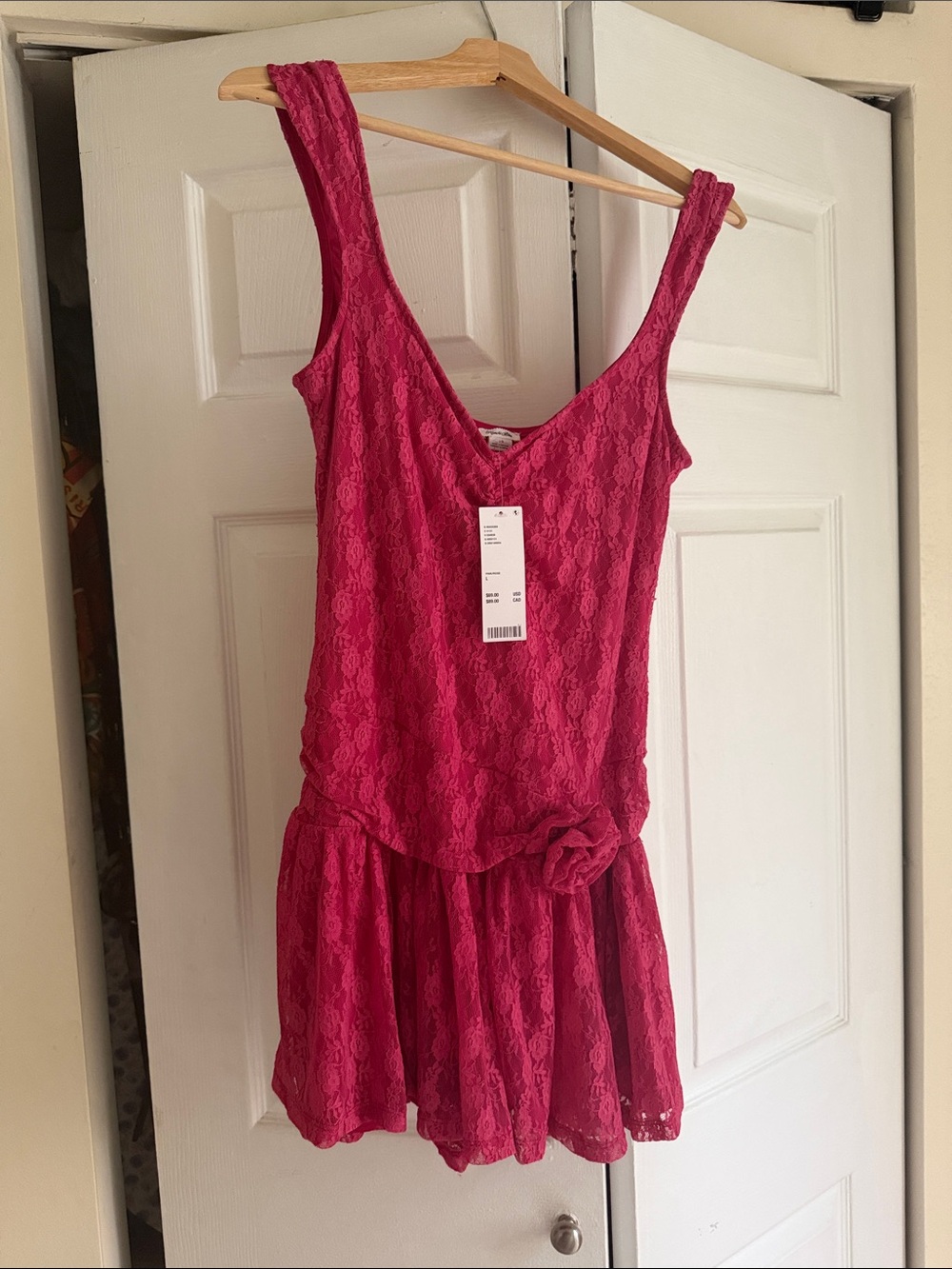 Pink Rose Hot Pink Floral Lace Dress
